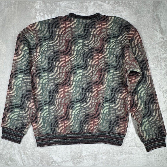 Vintage Men’s Jhane Barnes Menswear Wool Blend Geometric Grandpa Sweater Medium - Picture 13 of 16